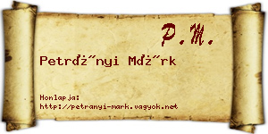 Petrányi Márk névjegykártya